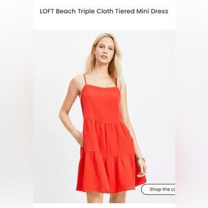 LOFT Beach Red Tiered Mini Dress